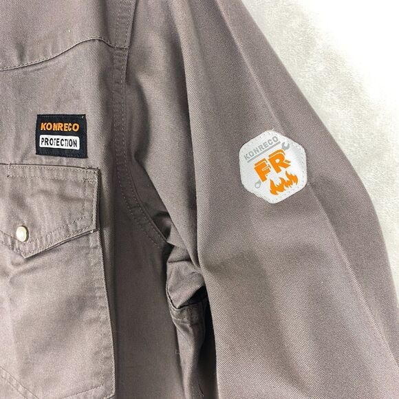 KONRECO Flame Resistant HRC2 Men's Shirt Button Down (Pearl Snap) Great Cond. XL - Picture 5 of 13